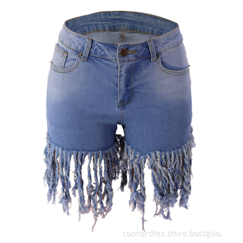 women's tassels denim shorts